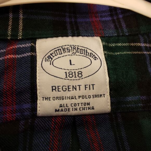 Brooks Brothers flannel shirt mens L Large Regent fit blue plaid long sleeve - Picture 6 of 8